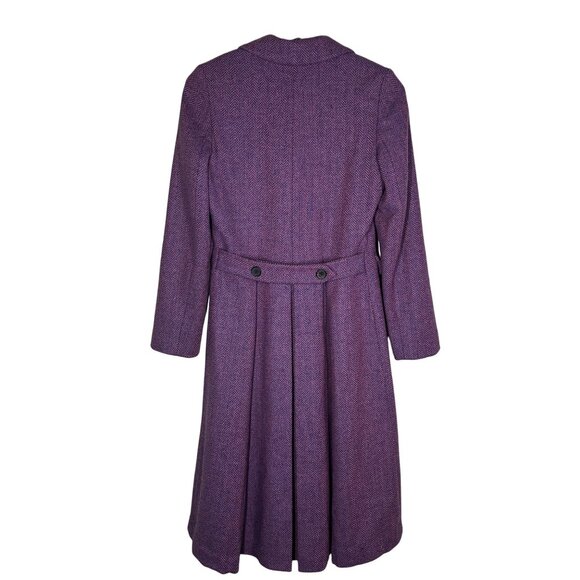 Vtg Jill Stuart Herringbone Wool Coat Womens Size XS Mad Men Retro MCM Timeless - Picture 8 of 8